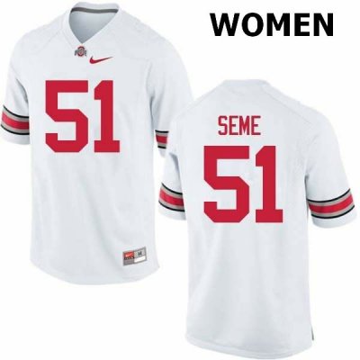 NCAA Ohio State Buckeyes Women's #51 Nick Seme White Nike Football College Jersey AYD5345NO